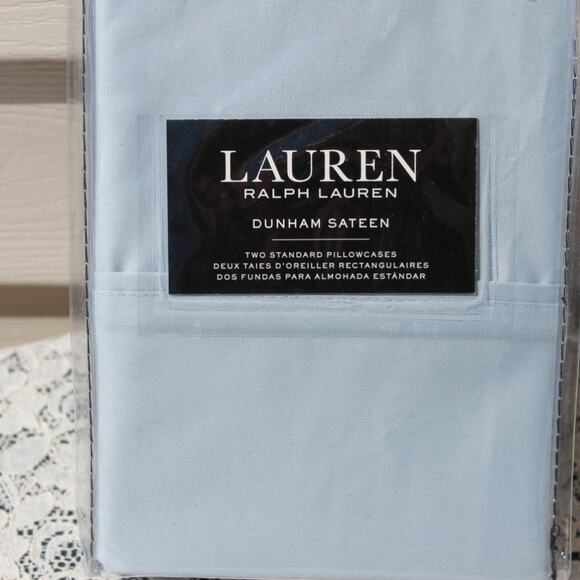 Ralph Lauren Dunham Sateen 100% Cotton Set of 2 Pillowcases Celestial Blue - Picture 6 of 8